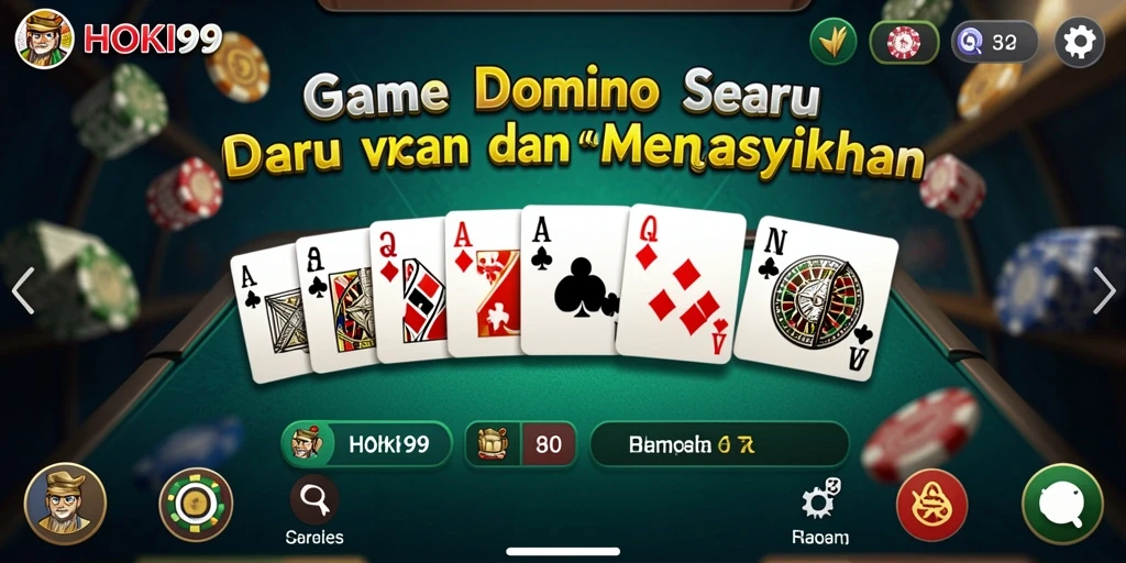 Screenshot gameplay HOKI99 menampilkan suasana permainan Domino yang menyenangkan.