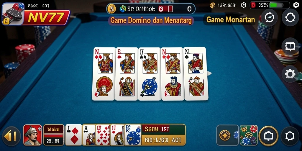Screenshot gameplay NV77 yang menampilkan keseruan permainan Domino.