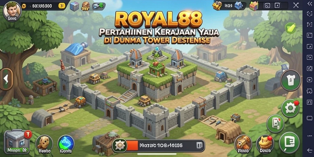 Tangkapan layar gameplay menampilkan menara dan strategi dalam ROYAL88.